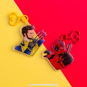 Deadpool x Wolverine Glitter Acrylic Charm Keychains