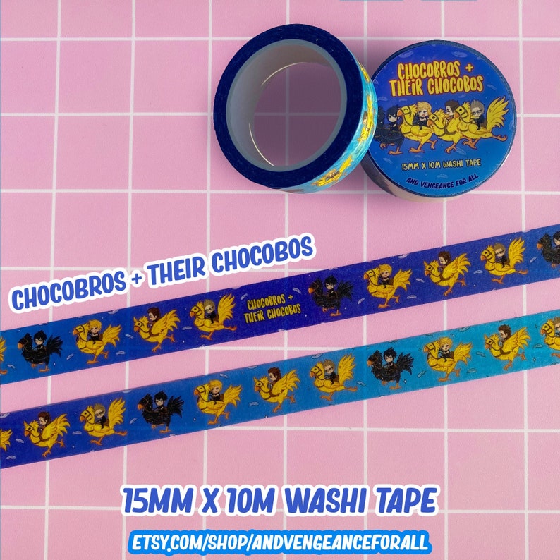 Final Fantasy XV Chocobros on Chocobos 15mm x 10m Washi Tape