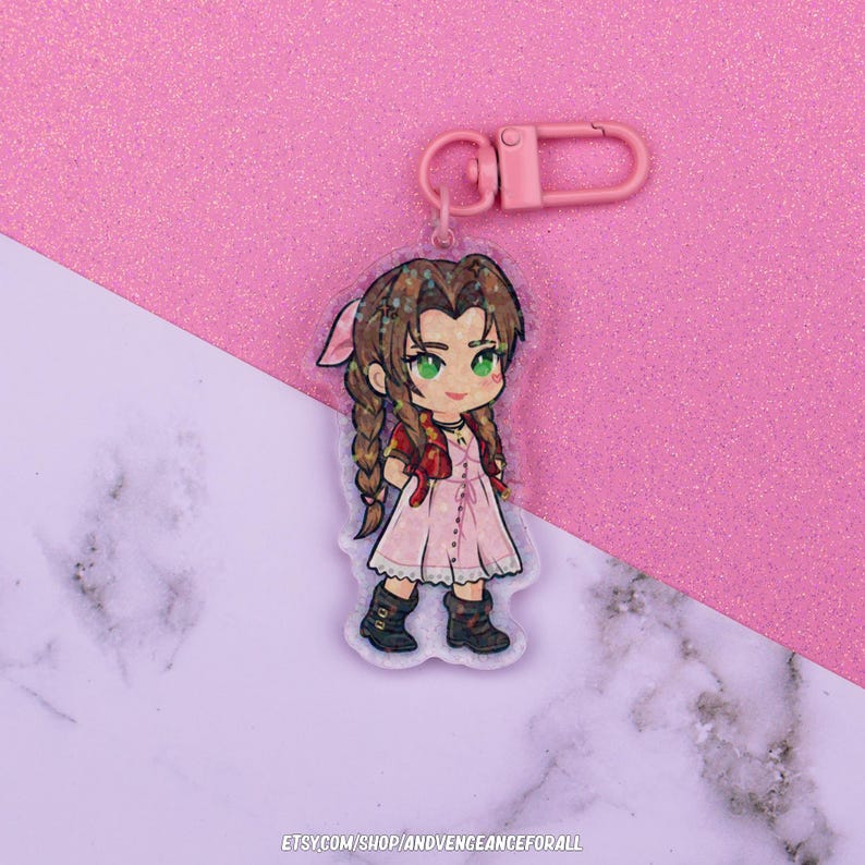 Cloud Strife Aerith Tifa Final Fantasy VII Holographic Acrylic Charm ...