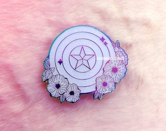 Captain America Rainbow Metal Glitter Soft Enamel Pin
