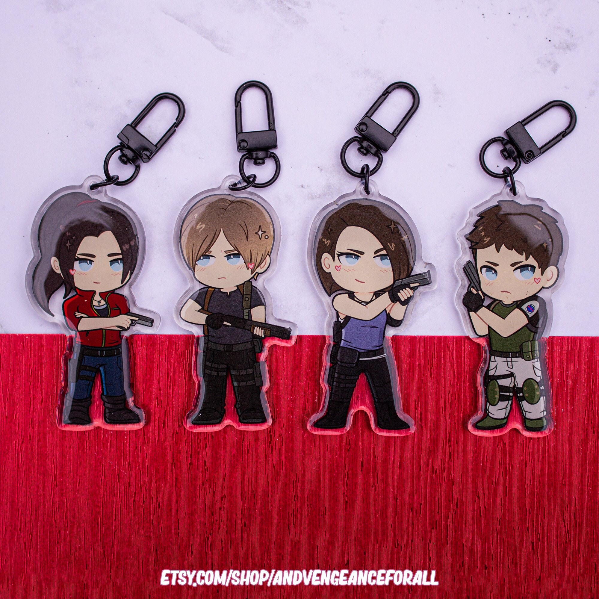 Resident Evil Acrylic Keychains | Leon Kennedy | Jill Valentine | Chris Redfield | Claire Redfield