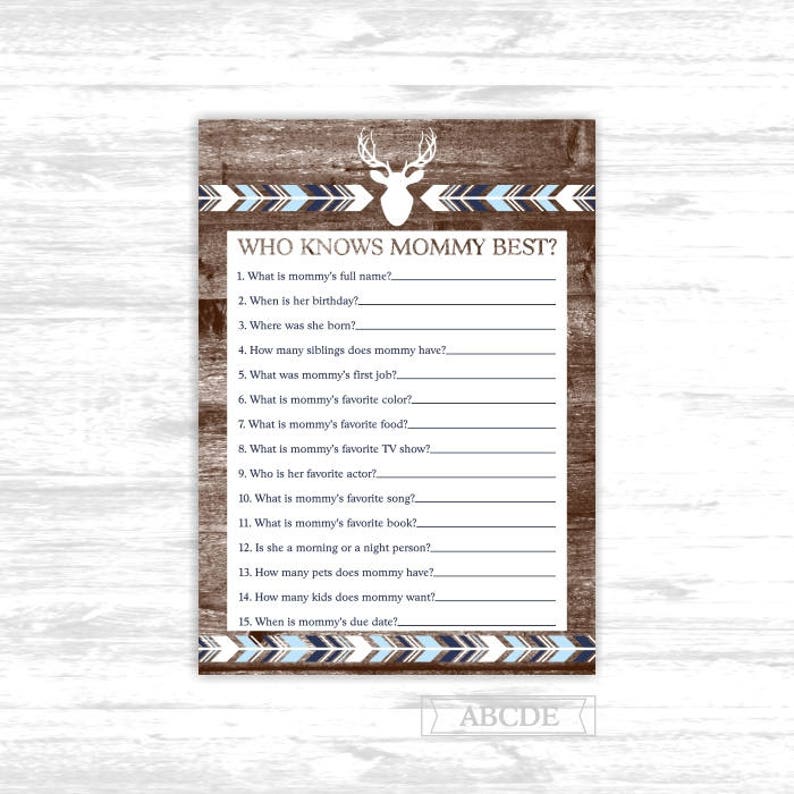 Baby Shower Game Who Knows Mommy Best Boy Baby Shower Game Etsy