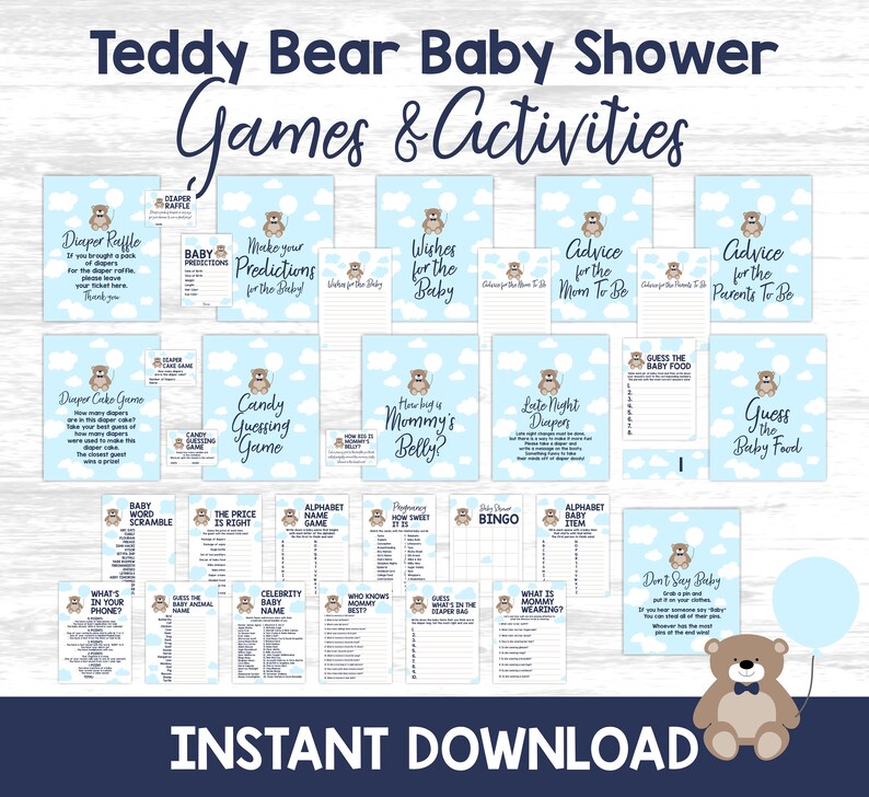 teddy bear baby shower games