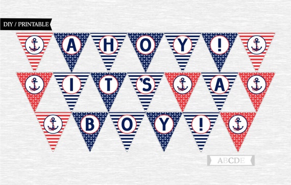 nautical baby shower banner nautical ahoy its a boy baby shower banner printable banner digital boy banner red navy nautical shower pdn008 it s a boy banner printable