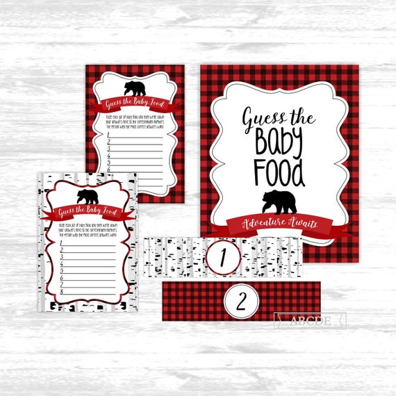Baby Bear baby shower game Guess the Baby Food Buffalo Plaid | Etsy