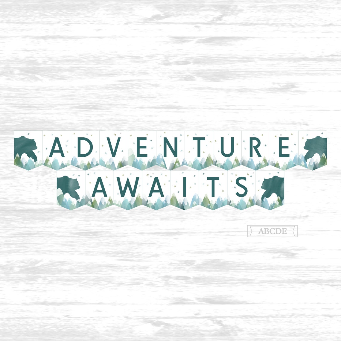 Adventure Awaits Banner Mountains Baby Shower Banner Bear Boy - Etsy