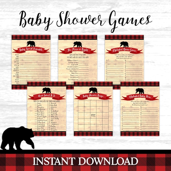 Free Printable Buffalo Plaid Baby Shower Games