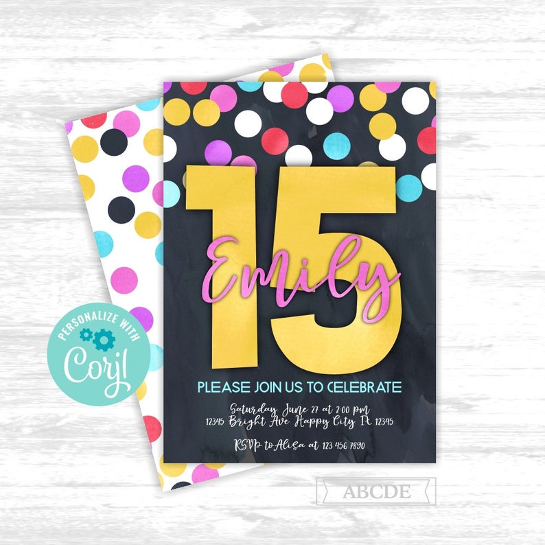 Girl Birthday Invitation 15th Birthday Teenager Birthday | Etsy