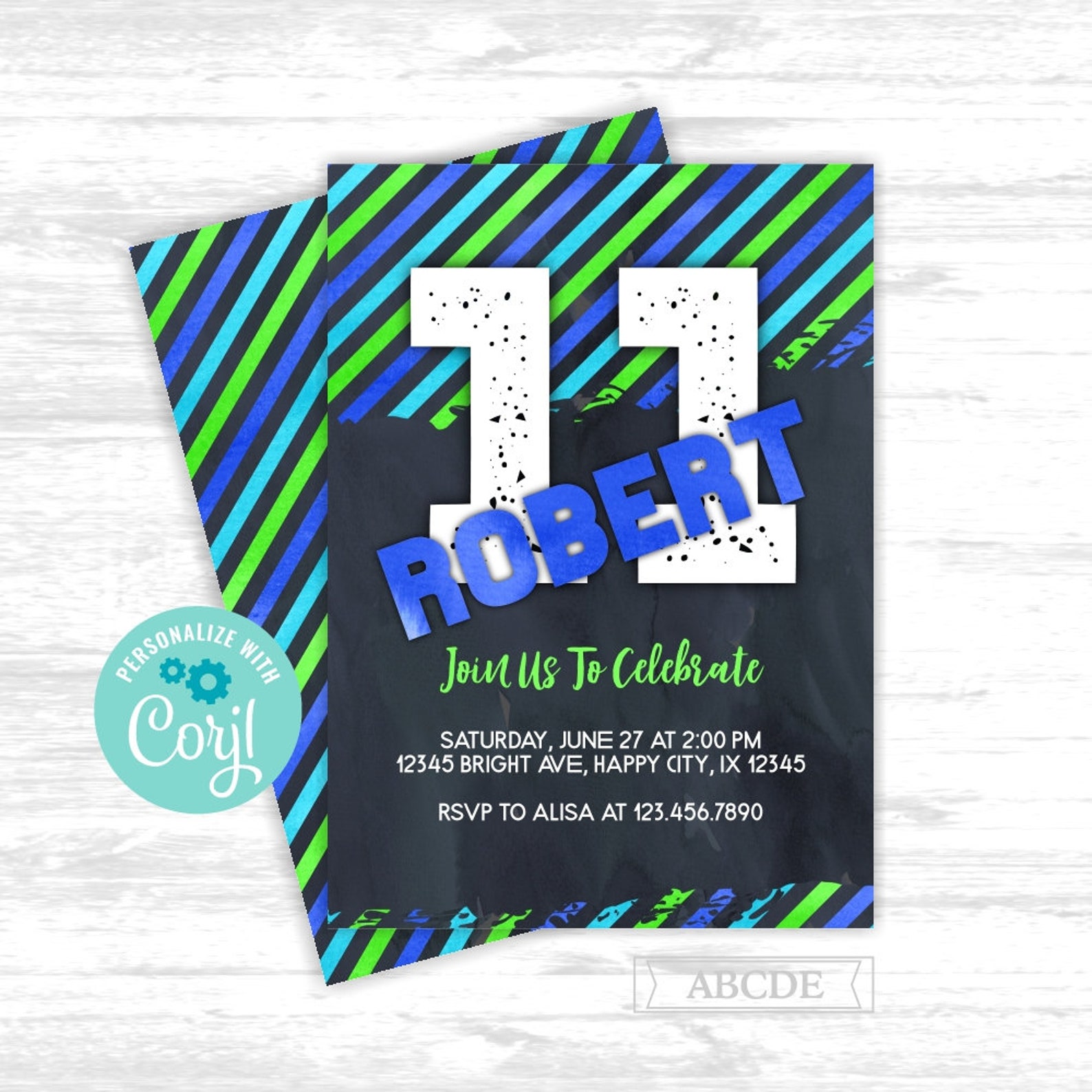 11th-boy-birthday-invitation-editable-invitation-teb001-etsy