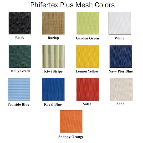Phifertex Plus® Mesh Replacement Cover Set for Directors Chair (Flat Stick, Vinyl Mesh Fabric)