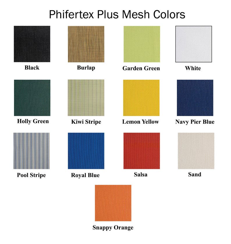 Phifertex Plus Mesh Replacement Cover Set For Directors Chair Round Stick Vinyl Mesh Fabric