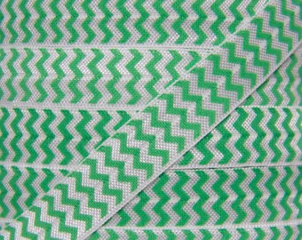 Verkoop!!! 5/8 "Emerald groen en wit Chevron vouw over elastisch-elastisch voor baby hoofdbanden en haar banden-gedrukte vijand