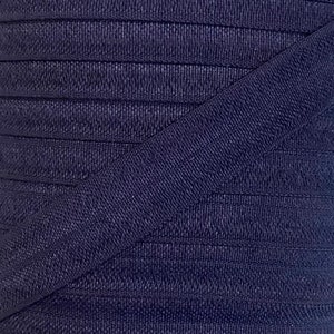 5/8&quot; Navy Blue Fold Over Elastic - Elastic For Baby Headbands and Hair Ties - in 1, 5 or 10 yard lengths of 5/8 inch FOE