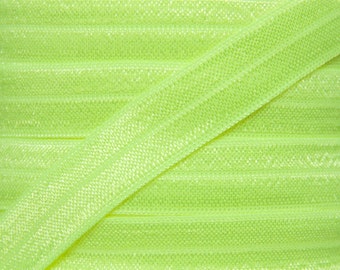 5/8" Neon Green Fold Over Elastic - Elastic For Baby Headbands and Hair Ties - 1, 5 or 10 Yard lengths of 5/8 inch FOE