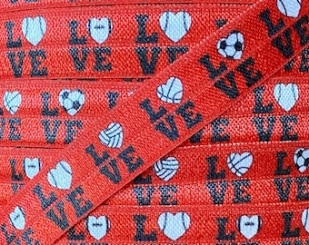 5/8" Volleyball print Fold Over Elastic - Elastic for Headbands and Hair Ties - 5 Yards 5/8 inch Printed FOE