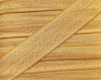 Elástico plegable de 2,5 cm en oro viejo - Elástico de 2,5 cm para diademas y proyectos de costura - FOE - Diademas para bebé - Suministros para diademas
