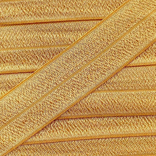 One Inch Old Gold Fold Over Elastic - 1" Elastic For Headbands and Sewing Projects - FOE - Baby Headbands - Headband Supplies