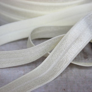 5/8 Ivory Fold Over Elastic Elastic For Baby Headbands and Hair Ties 1, 5 or 10 Yards of 5/8 inch FOE image 3