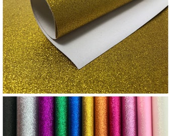 Gold Glitter Fabric Sheet- Canvas Backed Fine Glitter Fabric Sheet- 8 3/4 x 11 1/2