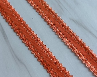 5/8" Orange Picot edge stretch lace elastic - 5/8 lace elastic in 1 or 5 yards - Lace Elastic for headbands - Stretch Elastic