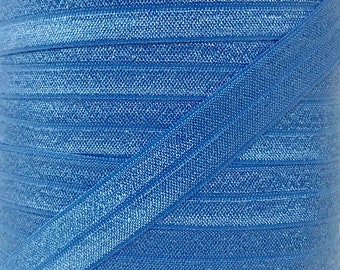 5/8" Capri Blue Fold Over Elastic - Elastic For Baby Headbands and Hair Ties - in 1, 5 or 10 yard lengths of 5/8 inch FOE