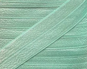 One Inch Aqua Fold Over Elastic - Aqua 1" Elastic For Headbands and Sewing Projects - FOE - Baby Headbands - Headband Supplies