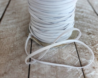 1/8" White Skinny Elastic 1/8 inch - Elastic For Baby Headbands - Sold in 5 Yard Bundles