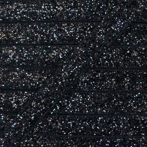 May include: Black elastic with silver glitter, a sparkly and textured fabric.