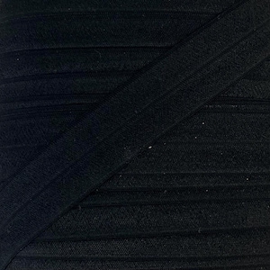 One Inch Black Fold Over Elastic in 1, 5 or 10 yards - Black 1&quot; FOE Elastic For Headbands - Baby Headbands - Headband Supplies