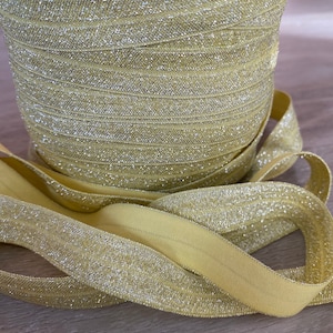 5/8" Pistachio Glittering Fold Over Elastic - Elastic For Baby Headbands, Sewing and Hair Ties - 1, 5 or 10 Yards of 5/8 inch FOE