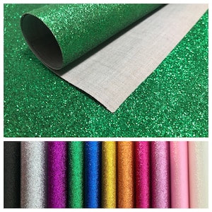 Green Glitter Fabric Sheet- Canvas Backed Fine Glitter Fabric Sheet- 8 3/4 x 11 1/2