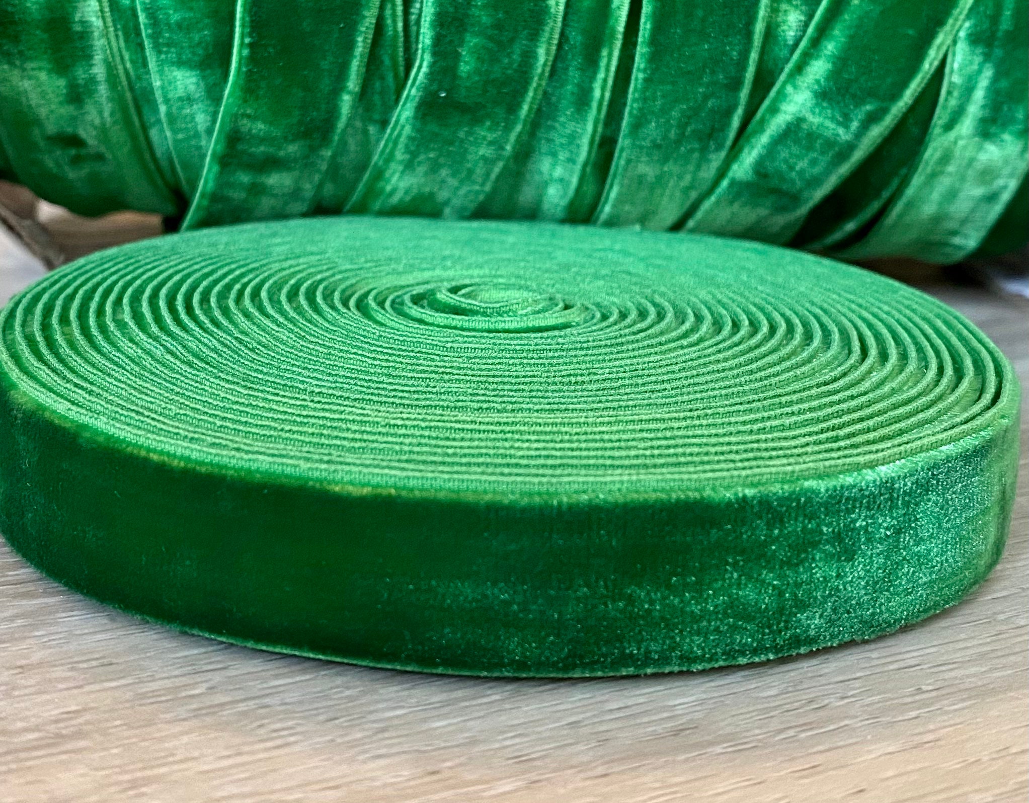 5/8 Emerald Green Velvet Elastic Elastic for Baby Headbands and Hair Ties 1  or 5 Yards of 5/8 Inch Velvet FOE 