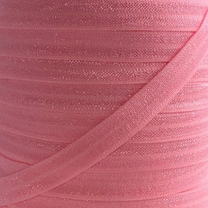 3/8 &quot; Pink Fold Over Elastic - FOE Elastic For Baby Headbands, Hair Ties and Sewing