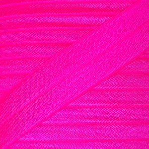 One Inch Neon Pink Fold Over Elastic - Pink  Elastic For Headbands - 1, 5 or 10 Yards of 1&quot; FOE - Baby Headbands - Headband Supplies
