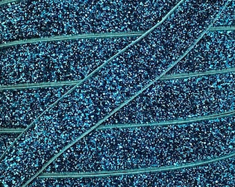 5/8" Turkos Glitter Resårband - Resårband För Babypannband och Hårband - Glitter FOE