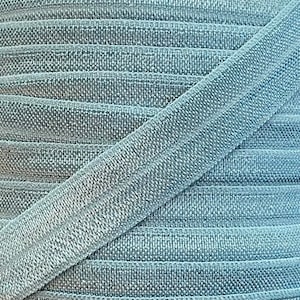 5/8&quot; Nile Blue Fold Over Elastic - FOE Elastic For Sewing,  Baby Headbands, 1, 5 or 10 yards - 5/8 inch for Hair Ties and Sewing Projects