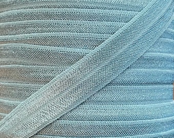 5/8" Nile Blue Fold Over Elastic - FOE Elastic For Sewing,  Baby Headbands, 1, 5 or 10 yards - 5/8 inch for Hair Ties and Sewing Projects