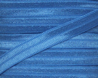 3/8" Light Navy Blue Fold Over Elastic - Elastic For Baby Headbands and Hair Ties - 1, 5 or 10 Yards of 3/8 inch FOE