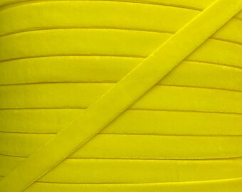 3/8" Lemon Yellow Velvet Elastic - Elastic For Baby Headbands and Hair Ties - 3/8 inch Velvet FOE in 1 or 5 yard lengths