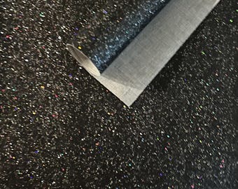 9x12" -  Black Rainbow Glitter Fabric Sheet- canvas Backed Fine Glitter Fabric Sheet- For Kids projects-Home Decor-bags-Jewelry-Hair Bows