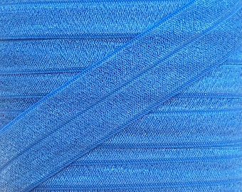 One Inch French Blue Fold Over Elastic -FOE  French Blue 1" Elastic For Headbands and Sewing Projects - Headband Supplies