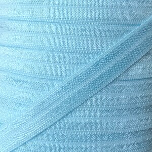 3/8 &quot; Light Blue Fold Over Elastic - FOE Elastic For Baby Headbands, Hair Ties and Sewing