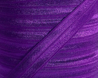 5/8" Purple Fold Over Elastic - Elastic For Baby Headbands and Hair Ties - 1, 5 or 10 Yards of 5/8 inch FOE