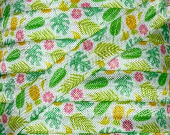 5/8" Tropical Print Fold Over Elastic - Elastic for Baby Headbands and Hair Ties - 1 or 5 Yards 5/8 inch Printed FOE