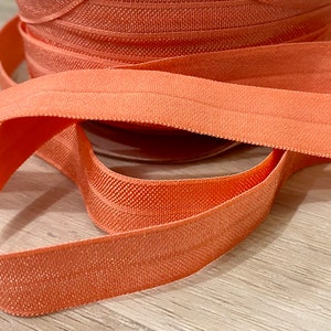 5/8 Light Coral Fold Over Elastic Elastic For Baby Headbands, Sewing Projects and Hair Ties 1, 5 or 10 Yards of 5/8 inch FOE image 2