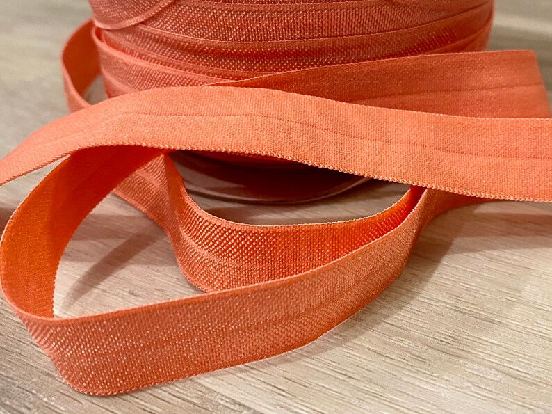 5/8 Light Coral Fold Over Elastic Elastic For Baby Headbands, Sewing Projects and Hair Ties 1, 5 or 10 Yards of 5/8 inch FOE image 2