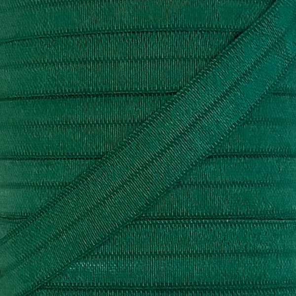 5/8” Hunter Green Fold Over Elastic - Elastic For Baby Headbands, sewing or Hair Ties - 1, 5 or 10 Yards of 5/8 inch FOE