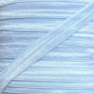 3/8 &quot; Bluebird Blue Fold Over Elastic - FOE Elastic For Baby Headbands, Hair Ties  and Sewing
