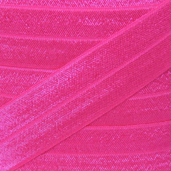 One Inch Hot Pink Fold Over Elastic - Pink  Elastic For Headbands - 1, 5 or 10 Yards of 1" FOE - Baby Headbands - Headband Supplies