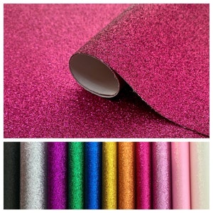 Hot Pink Glitter Fabric Sheet- Canvas Backed Fine Glitter Fabric Sheet- 8 3/4 x 11 1/2